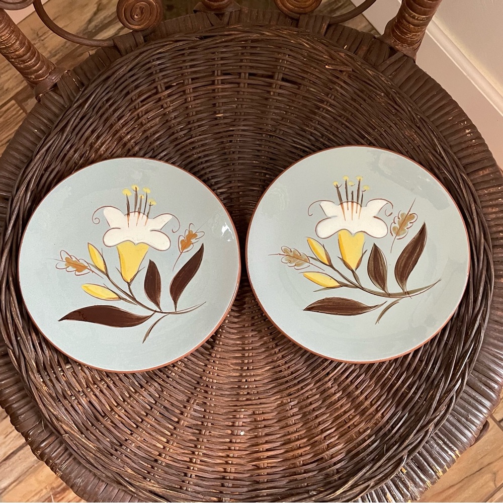 Stangl Antique Golden Harvest Bread or Roll Dishes Bundle of Two Beautiful!